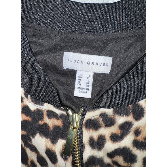 Susan Graver Large Leopard BOMBER JACKET Animal Print Sporty Coat QVC 14 16 NEW - Picture 9 of 11